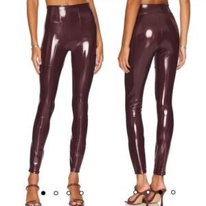 Spanx Faux Patent Leather Leggings Ruby Burgundy Glossy Womens‎ Size XS
